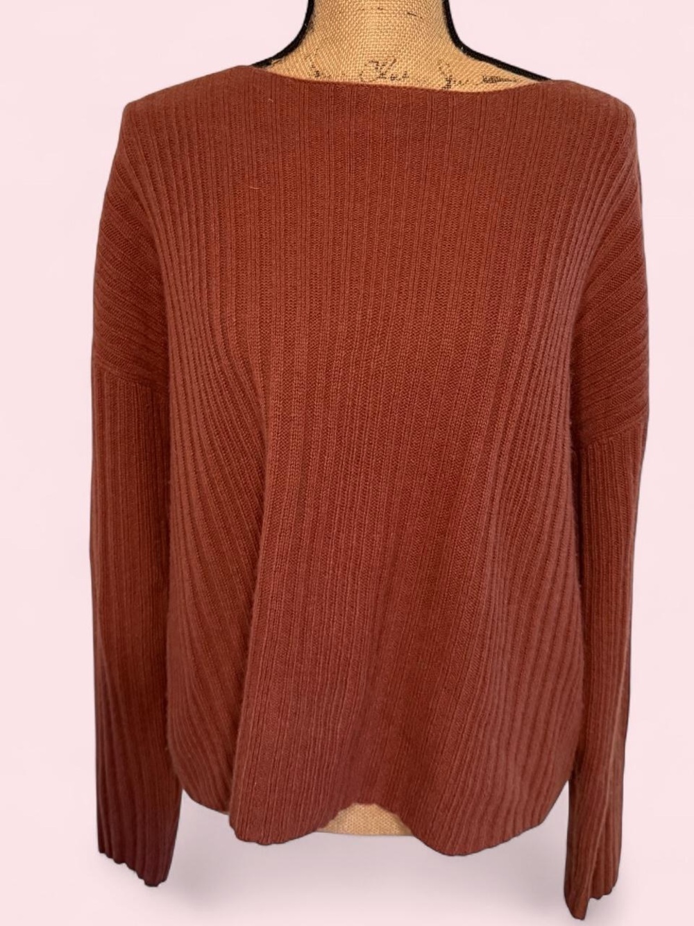 NakedCashmere Ribbed Boatneck Sweater - Rust Brown